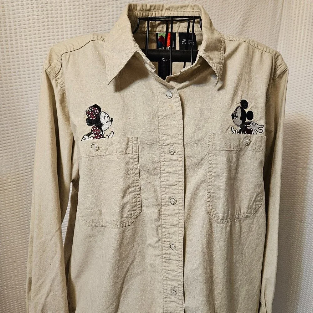 Disney Limited Jerry Leigh Whimsical Safari Mickey & Minnie Kiss Shirt Sz L - Picture 11 of 14